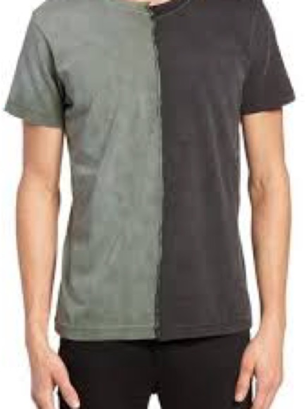 Diesel Two-Tone Short Sleeve Tee in Gray and Black
